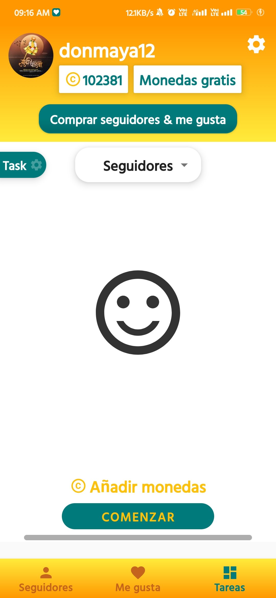 Dashboard SocialTop App