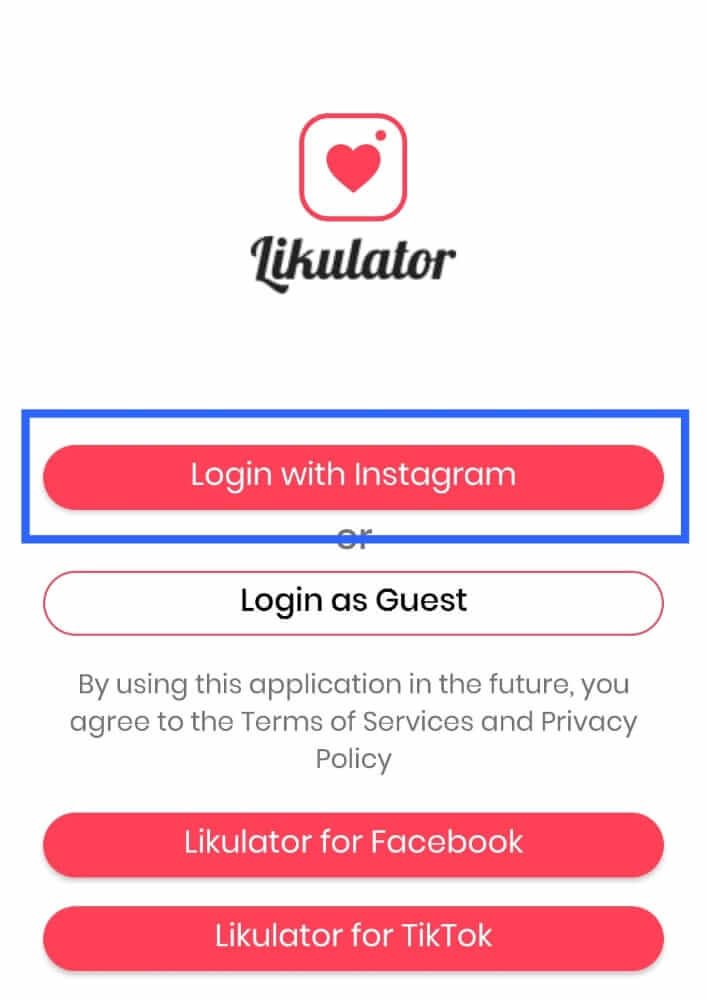 Login With Likulator Instagram App