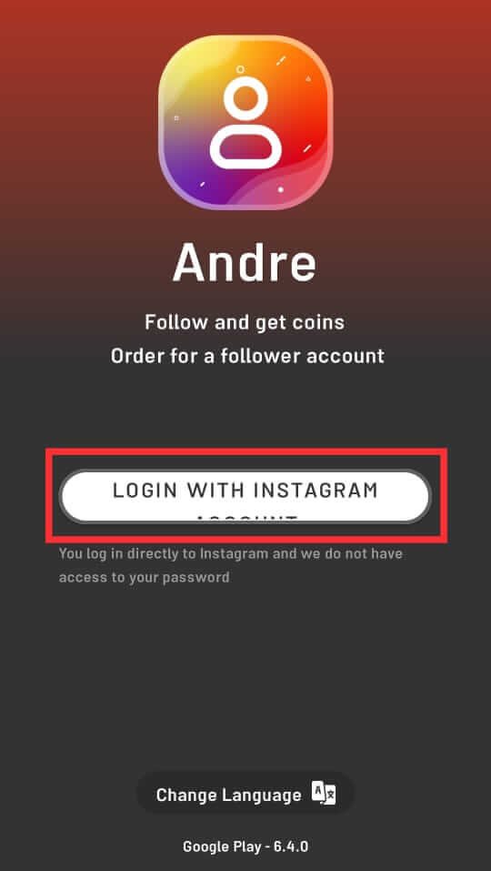 Login in Andre Follower App