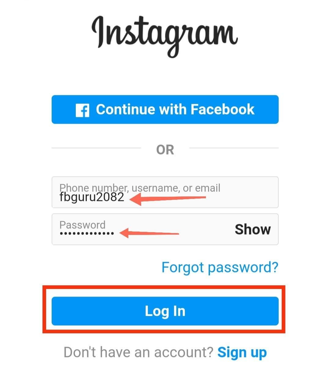 Login By Using Username and Password